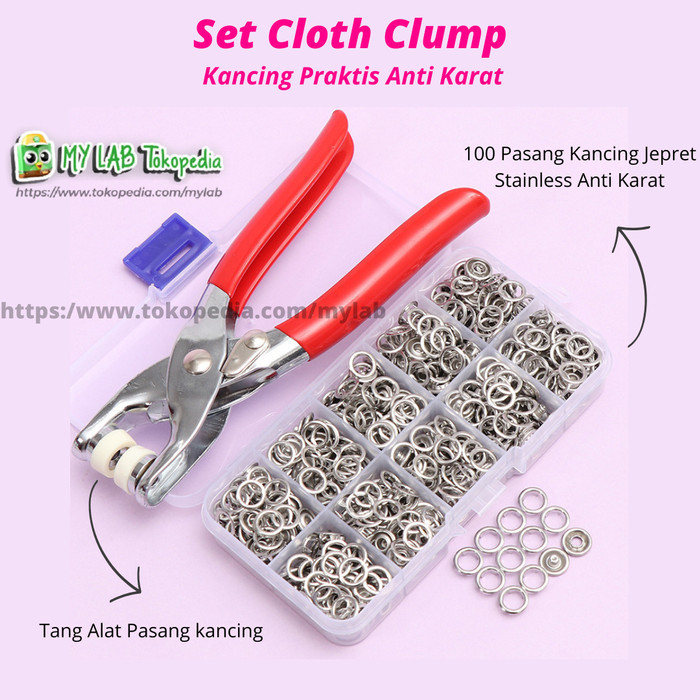 

Cloth Clump Set 100 Pcs Kancing Jepret Anti Karat Bahan Stainless