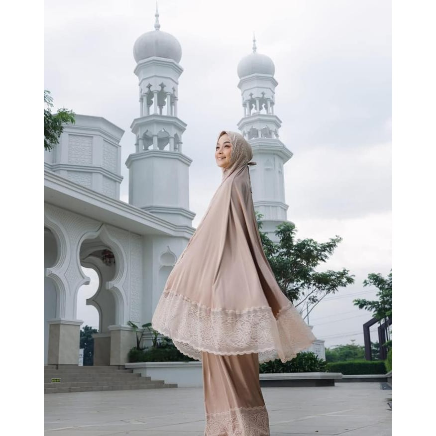 Mukena Dewasa 2 In 1 Bahan Armanii Silky Satin Premium Nyaman Panjang Renda Mewah Muslim Mukena Silk