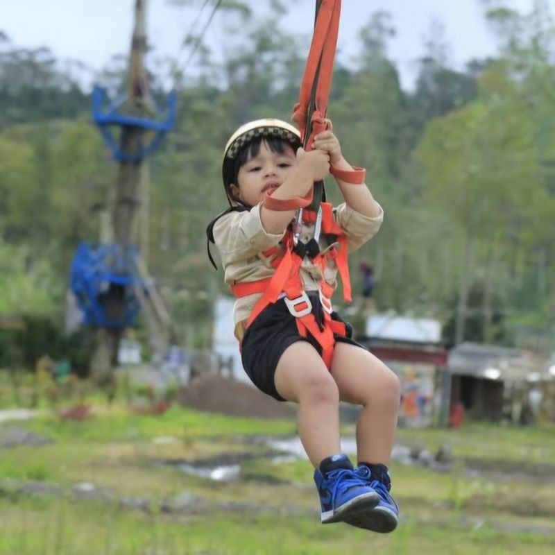 Flying Fox Set Anak Outdoor Outbond Permainan Anak Dewasa Carabinner Karmantel Tandem Pulley