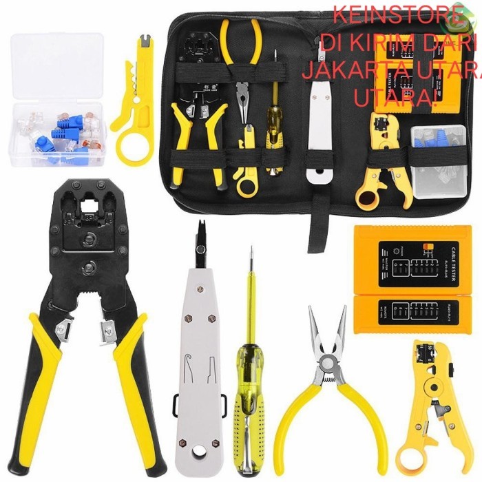 Handkit Tang Crimping Rj45 Rj11 Rj12 Dengan Kabel Tester