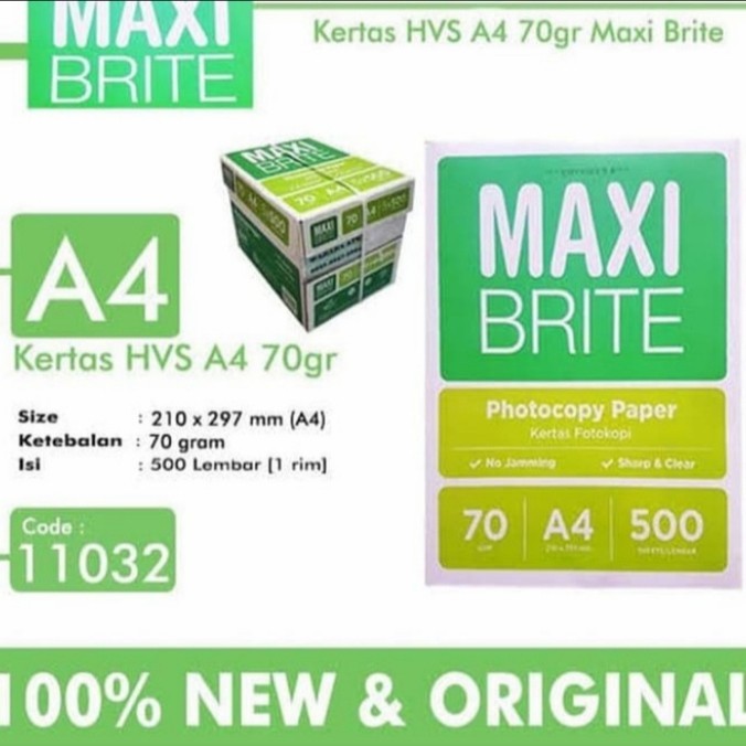 

Ready 1 Box kertas hvs A4 Maxi Brite (5 rim)