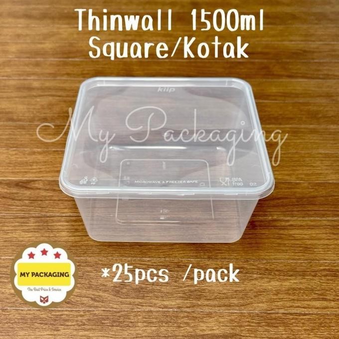 

&<&<&<&] Thinwall Square 1500ml Kotak - 25 pcs merek ENVI