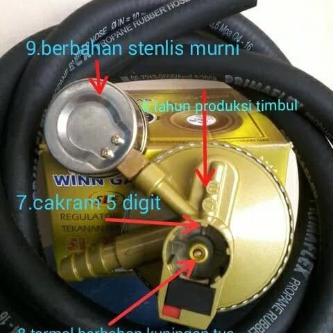 Regulator LPG otomatis SLE (sekring lisensi LPG)+selang