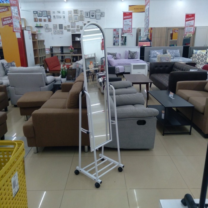 Standing Mirror Informa Cermin Badan Kaca Sebadan Putih White