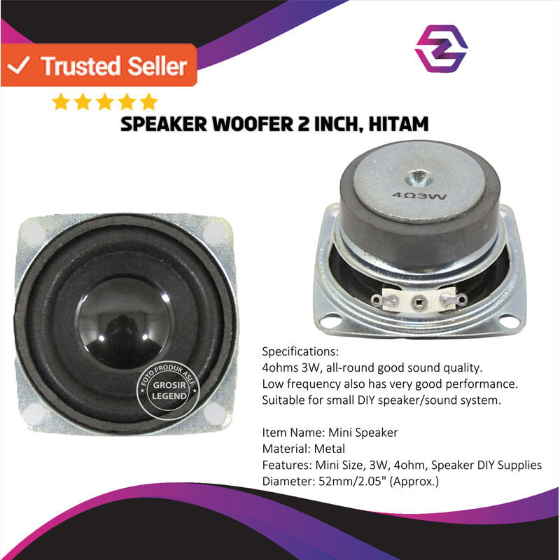 Speaker Woofer 2 inch 4 ohm 3 Watt fullrange Hitam