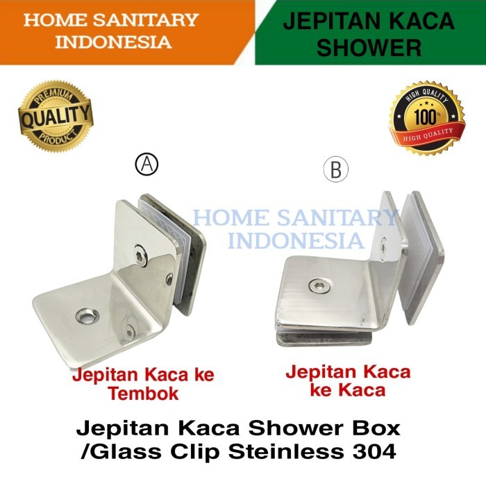 TERBARU Jepitan kaca Shower Box Glass Clamp Engsel Kaca Shower Steinless 304