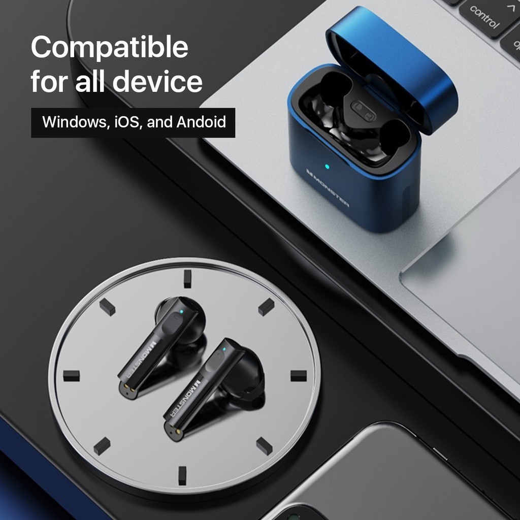 TERBARU Monster XKT03 Wireless Bluetooth Earphones Mini Earbuds TWS Gaming Low Latency