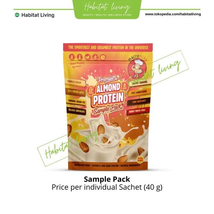 

macro mike premium almond protein - sample pack (sachets) termurah