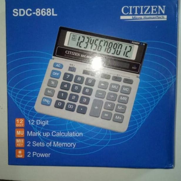 

et-98 Kalkulator citizen SDC-868L electronic 12 digit-abu-abu Termurah