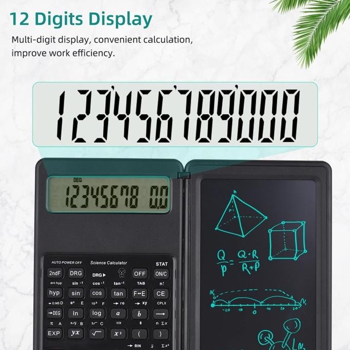 

ter-98 Foldable Scientific Calculator 10-Digit with Erasable LCD Writing Pad Original