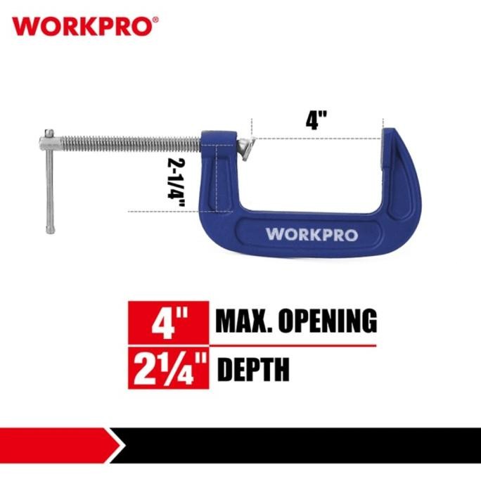 Baru WORKPRO WP232019 CClamp 100mm (4") bex90 Buru Order