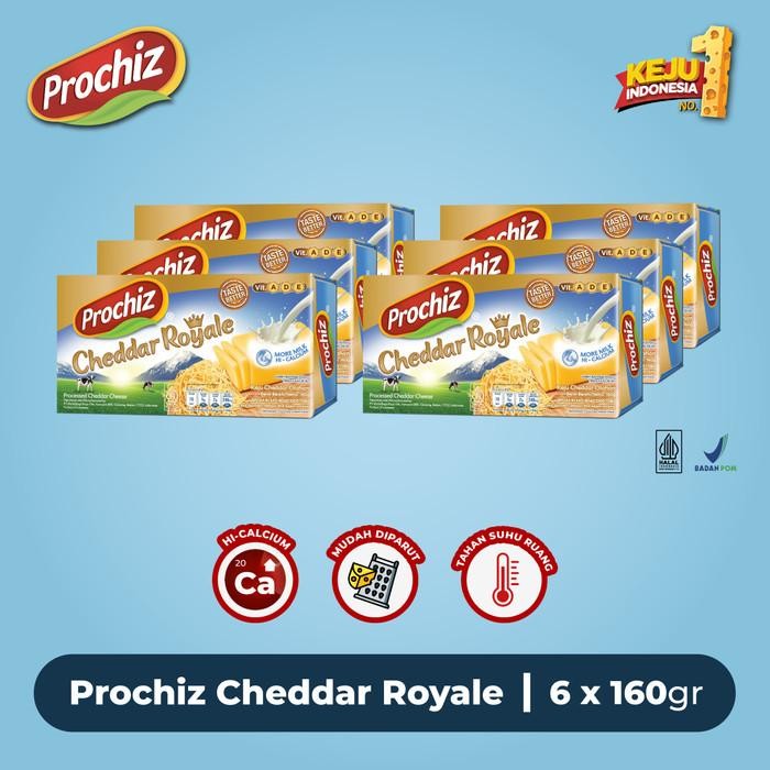 

Keju PROCHIZ Cheddar Royale 160 gr Paket 6 pcs Kualitas Terbaik