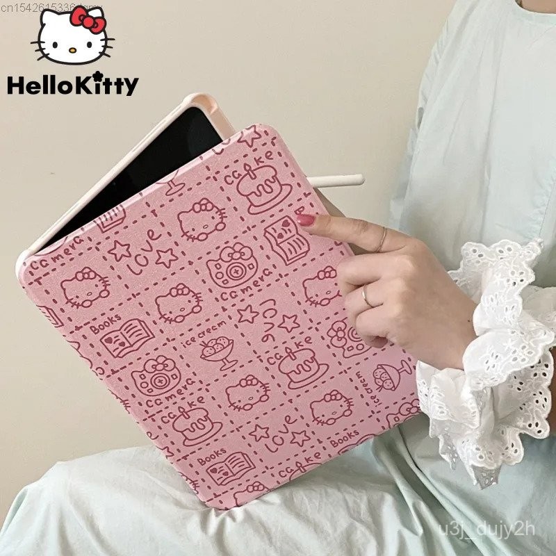 Sanrio Hello Kitty New Rotating Pink IPad Case Pro 2021 Ins Cartoon Cute Tablet Computer Air 5 Cover