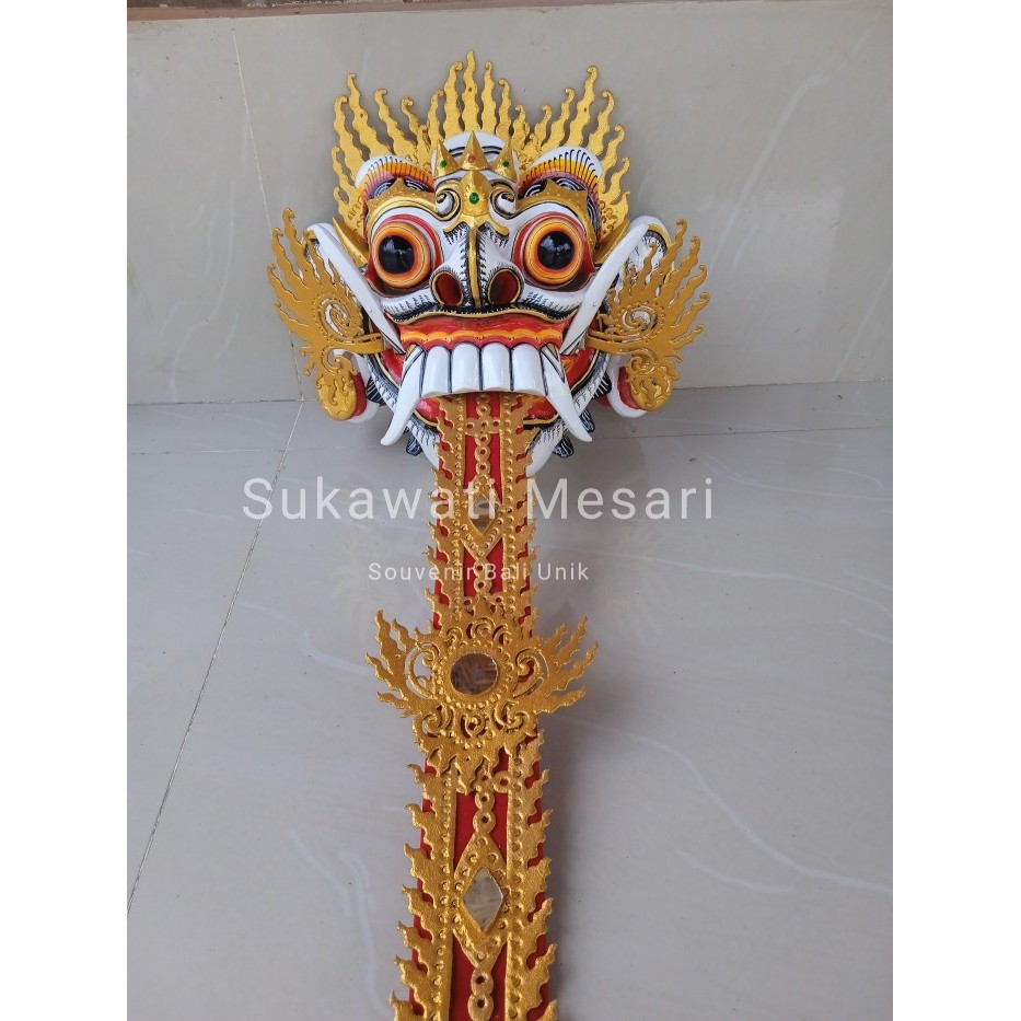 Topeng Tapel Rangda Putih Prada Lengkap Dengan Aksesoris Lidah Bali