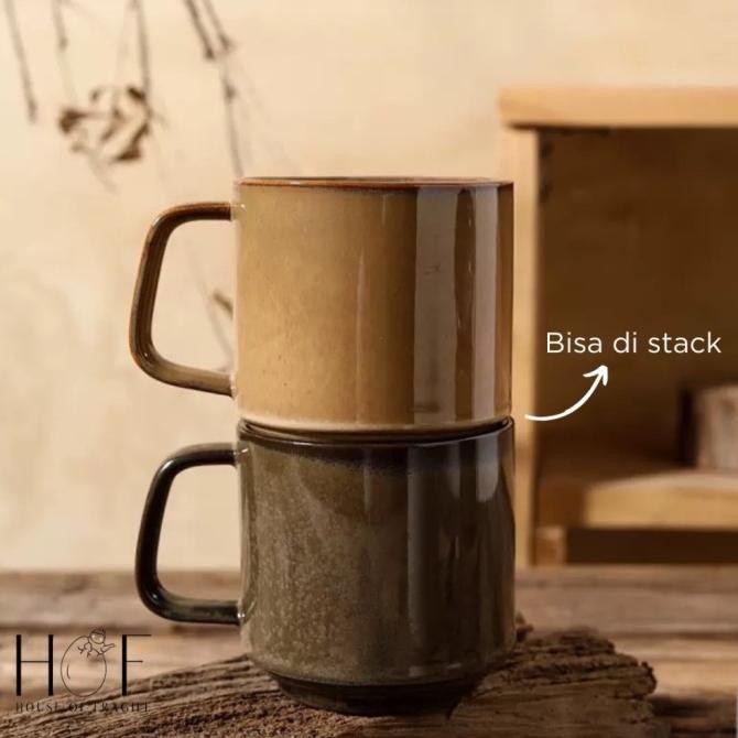 SUTO Gelas Keramik Estetik Cangkir Keramik Polos Mug Kopi Keramik JS01