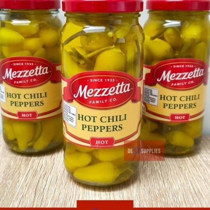 

Mezzetta Hot Chili Peppers 473Ml - Acar Cabe Kuning Pedas Piled
