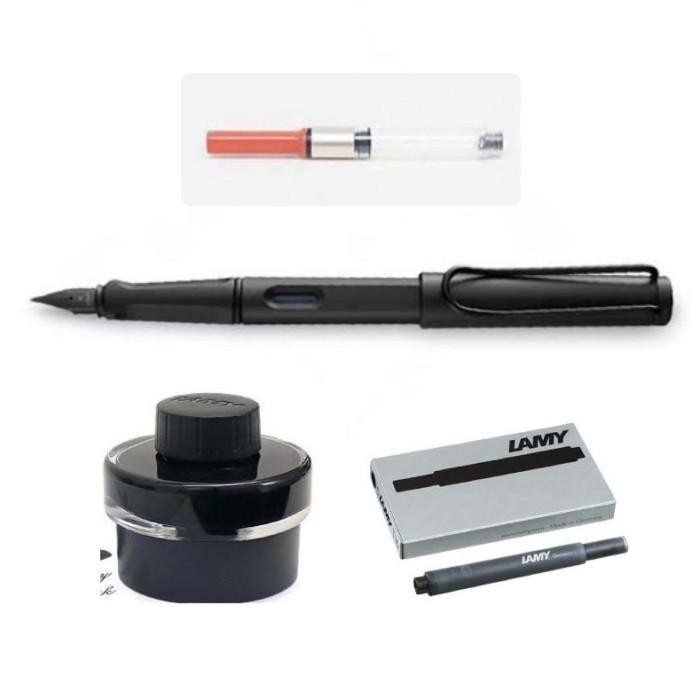 

SALE TERLARIS !!! LAMY SAFARI ALL BLACK FOUNTAIN PEN SET PACKING AMAN Original