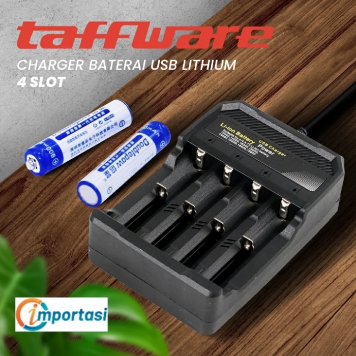 Taffware 4 Slot Battery Charger Usb 18650 14500 16430 18500 Baterai