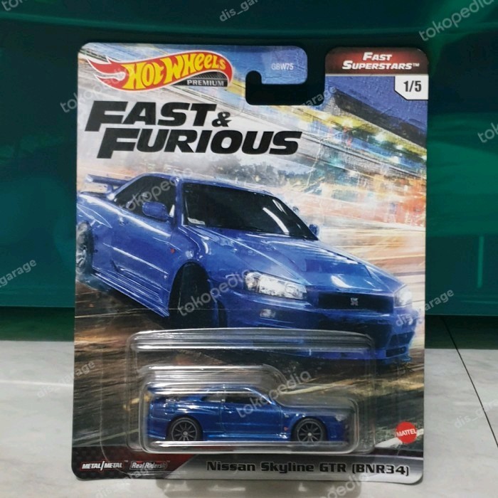 Hotwheels Nissan Skyline R34 Fast And Furious Fast Superstars Blue Best Seller