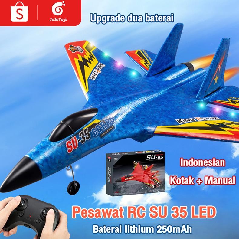 [ NEW ] Jojotoy Mainan Pesawat Terbang Remote Control Led Pesawat Glider Airplane Foam SU35 Pesawat 