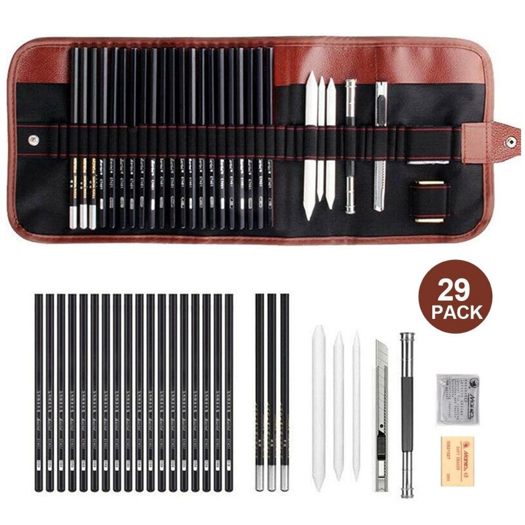 

29 Set Pensil Sketsa dan Gambar, 18 Pensil, Seni Lukis Pemula Perlengkapan, Pena Tirai Toolkit Set Pensil Sketsa Gambar Profesional Penghapus Arang Kit Seni Lukis |aHcYw4z8|