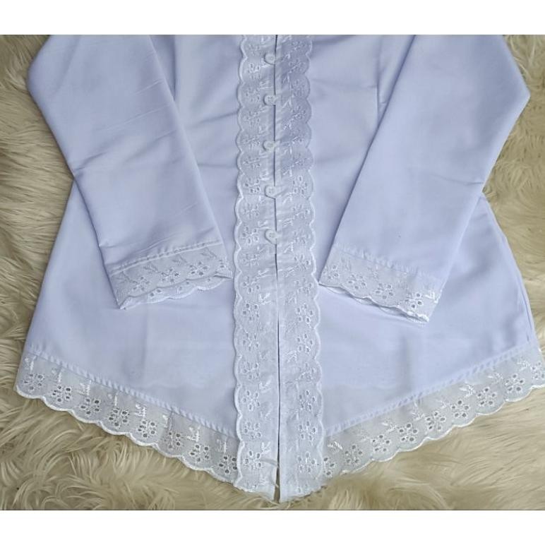 TERMURAH Kebaya Seragam Anak Sekolah TK SD SMP SMA  Baju Atasan Putih Perempuan Full Renda ht-12