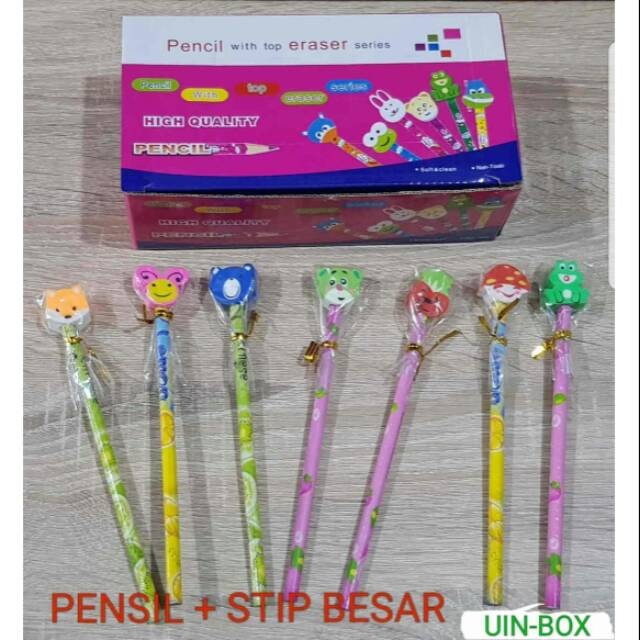 

24 PCS PENSIL FANCY + SETIP LUCU