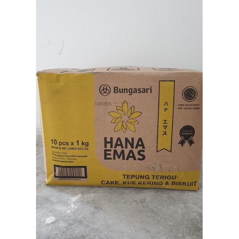 

Hana Emas Tepung Terigu Untuk Cake, Kue Kering & Biskuit 10 X 1 Kg