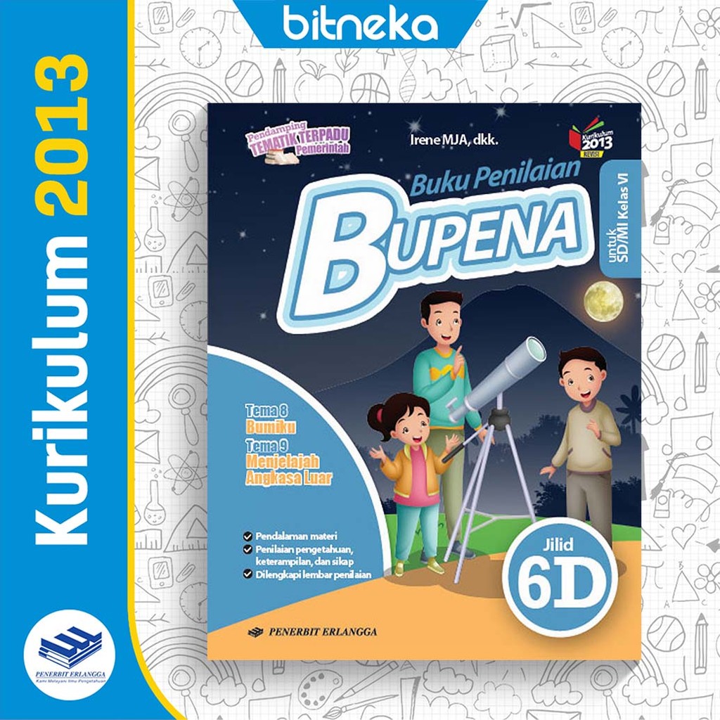 Buku Penilaian (BUPENA) Jilid 6D SD/MI Kelas 6 - K13 Erlangga