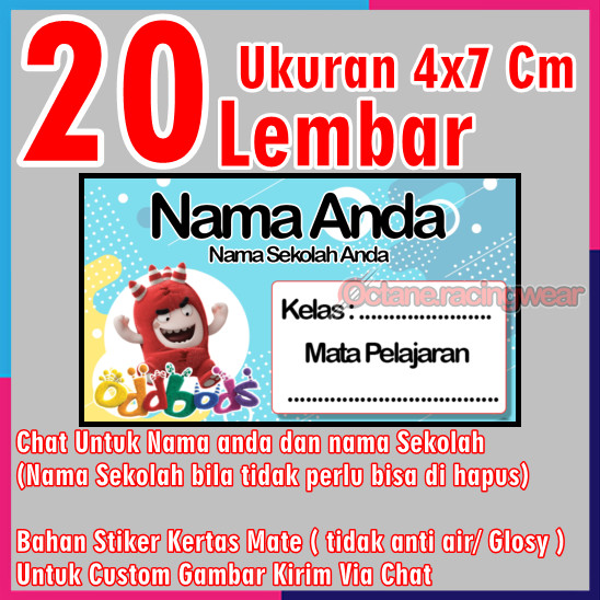 

Stiker Label Buku Mata pelajaran sekolah Sd Nama Sticker 20 Lembar mini banyak Murah Custom anak Sd cewe cowo Karakter Odbods Vol 42