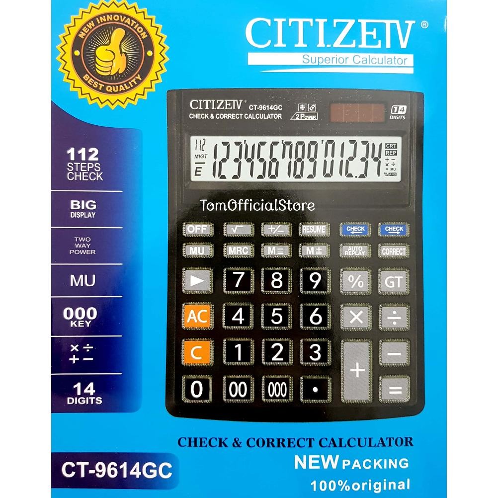 

ORIGINAL Kalkulator CITIZEN CT 9614 GC 14 Digit - Calculator Check Dual Two 2 Power ta-127