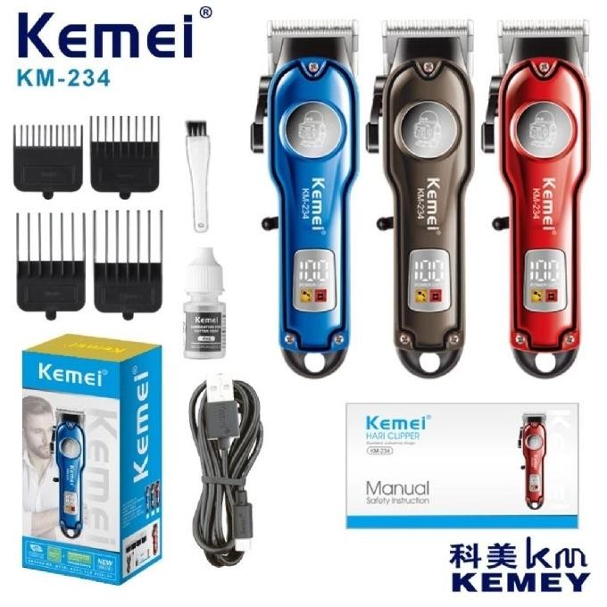 KEMEI KM-234 HAIR CLIPPER CUKUR RAMBUT KM 234 METAL BODY LCD DISPLAY COCOK UNK BARBER DAN PANGKAS, L