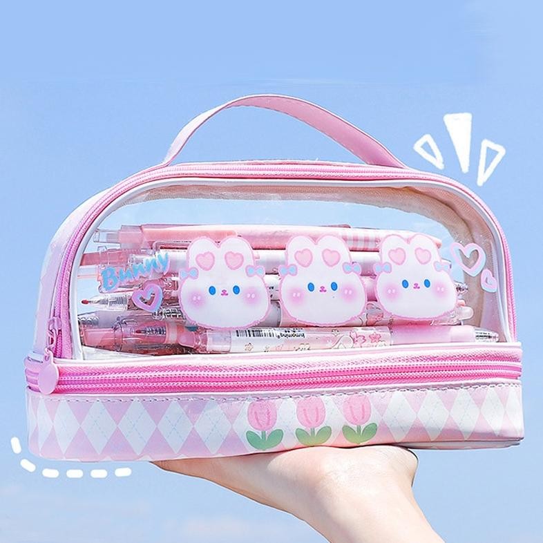 

dgh-43 Cartoon Large Capacity Pencil Case Wholesale Student Handheld Pencil Case Storage Bag Cute Cosmetic Bag Stationery Box Berkualitas