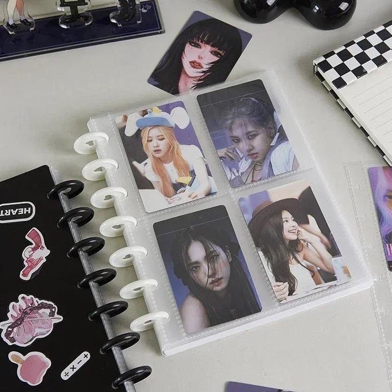 

Up15 80 Pockets A5 7 Ring Photocard Binder File Kpop Stationery Four Grid PC Storage Album Storage Postcard Sleeve Premium