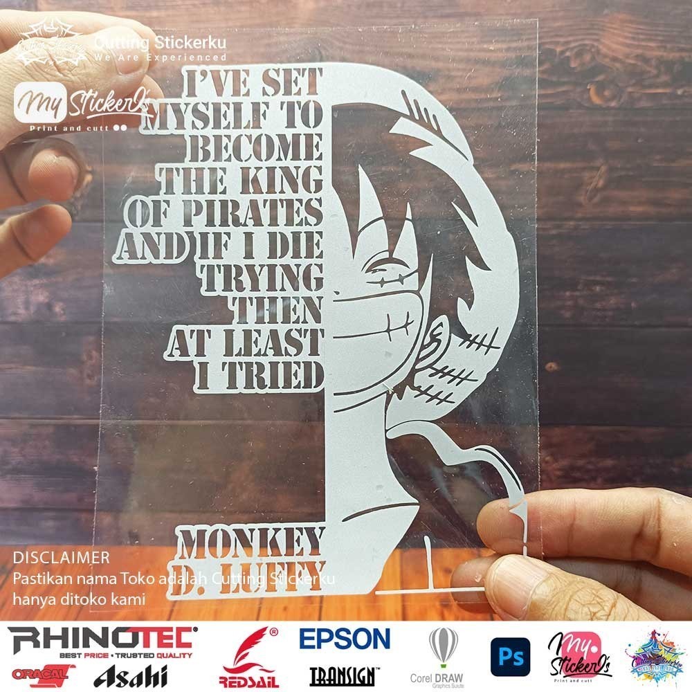 Cutting Stiker Quotes Luffy Variasi Motor Mobil Sticker Kartun Timbul Keren Nyala Dasbor Spakbor Vis
