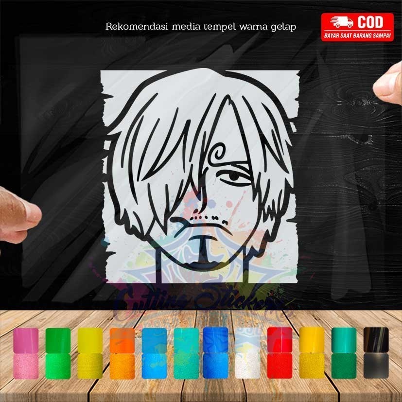 Cutting Stiker Sanji Silhoutte Variasi Motor Mobil Sticker Anime One Piece Siluet Timbul Keren Nyala