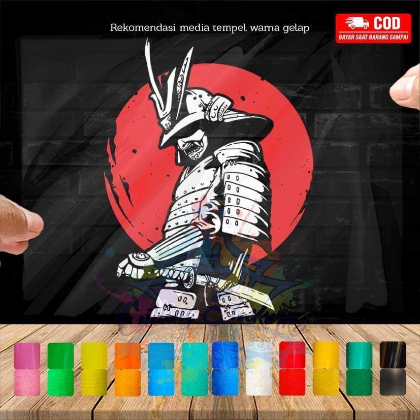 Cutting Stiker Samurai Katana Variasi Motor Mobil Sticker Timbul Keren Nyala Dasbor Spakbor Visor Bo