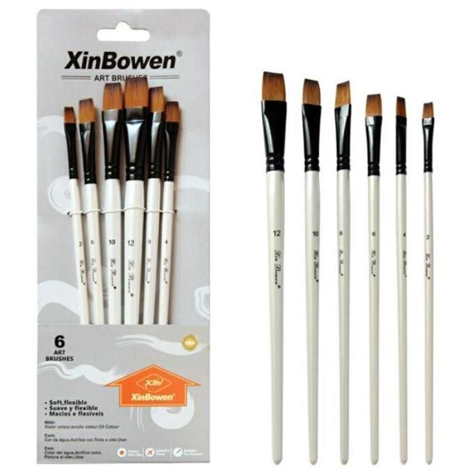 

Kuas Lukis Cat Air Akrilik Set 6 pcs Oil Paint Brush P88L