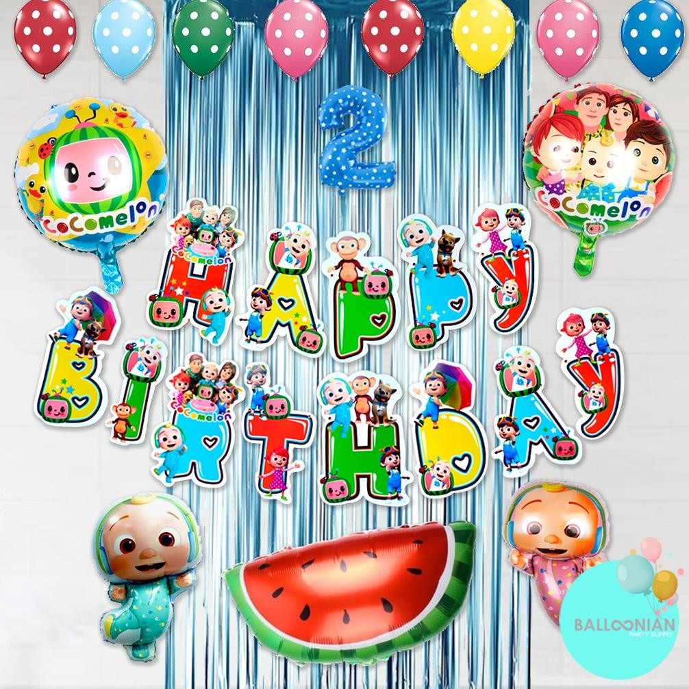 TERMURAH COCOMELON SIMPLE DECORATION SET/DEKORASI ULTAH ANAK/BALON FOIL BABY/BALLOON COCOMELON LI34