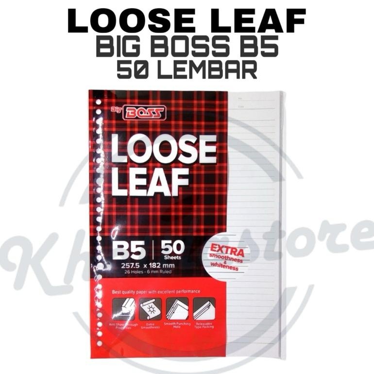 

Loose Leaf Big Boss B5 Bergaris 26 Holes isi 50 lembar LARIS