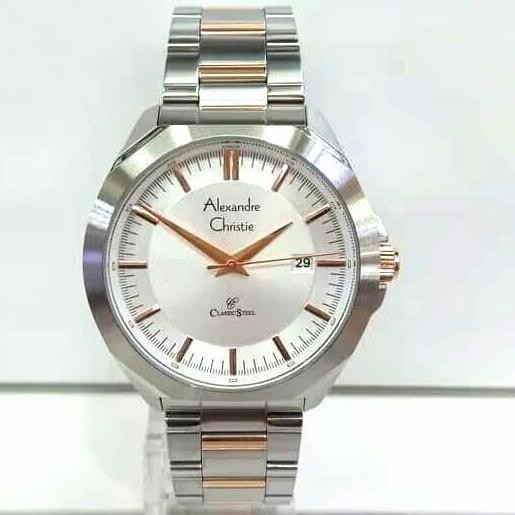 ALEXANDRE CHRISTIE AC8596 AC 8596 SILVER ROSE GOLD JAM TANGAN Pria