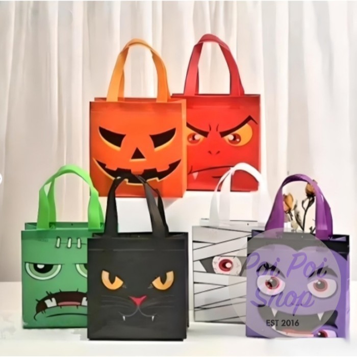 

best produk] Tas PVC Souvenir Halloween Trick Or Treat Shopping Goodie Bag Haloween