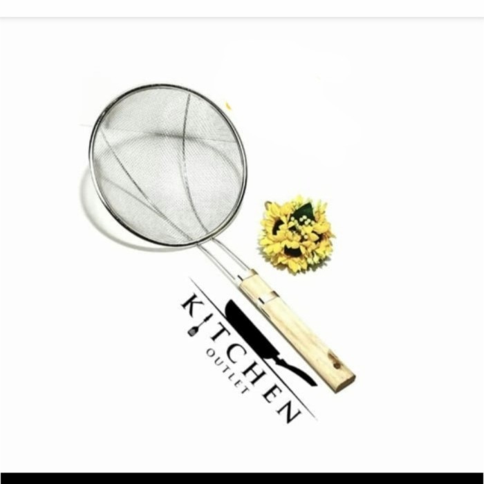 ~~~] Saringan Stainless Halus Gagang Kayu Saringan Minyak Gorengan Kentang