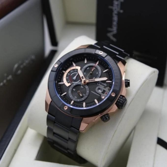 JAM TANGAN PRIA ALEXANDRE CHRISTIE AC6631 AC 6631 BLACK ROSEGOLD