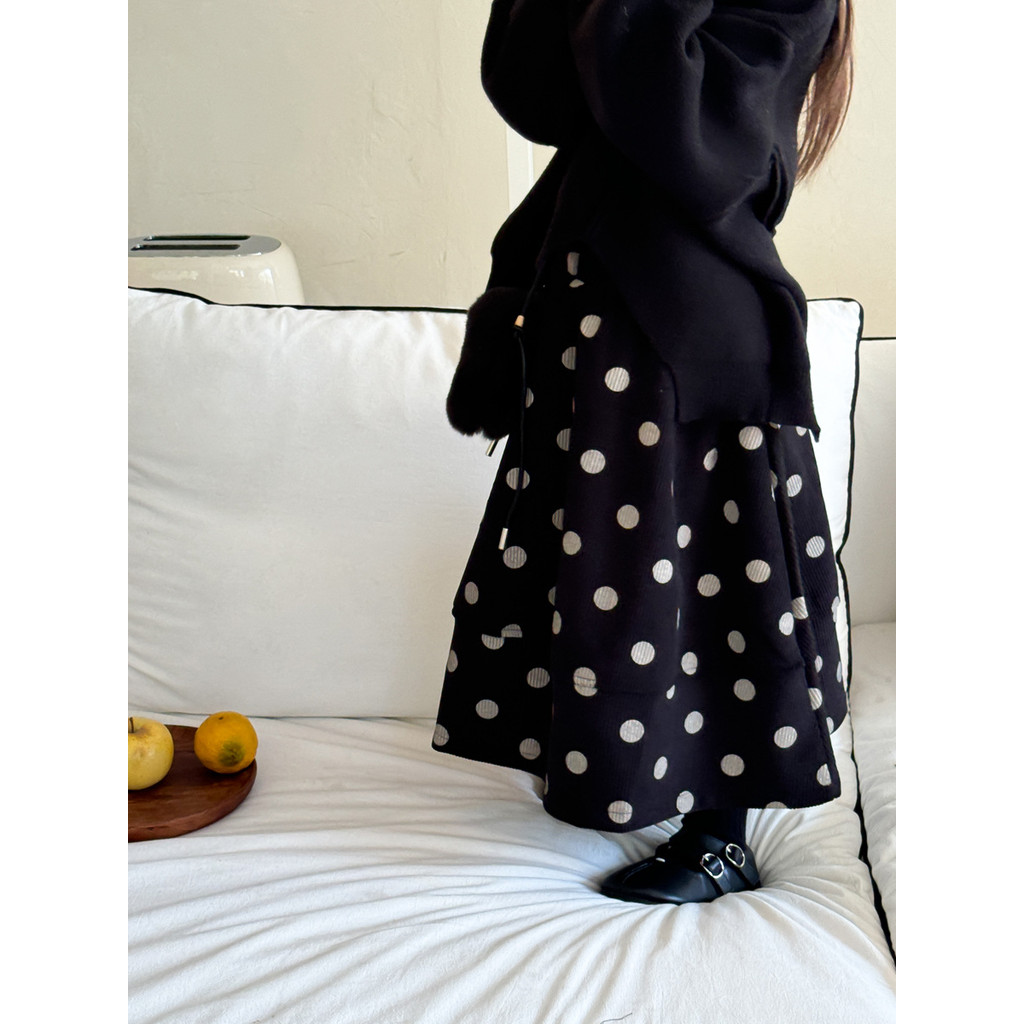 Musim Gugur dan Musim Dingin Anak-anakumaRok Korduroi Titik Retro Angin Rok Kuncup Bayi Perempuan