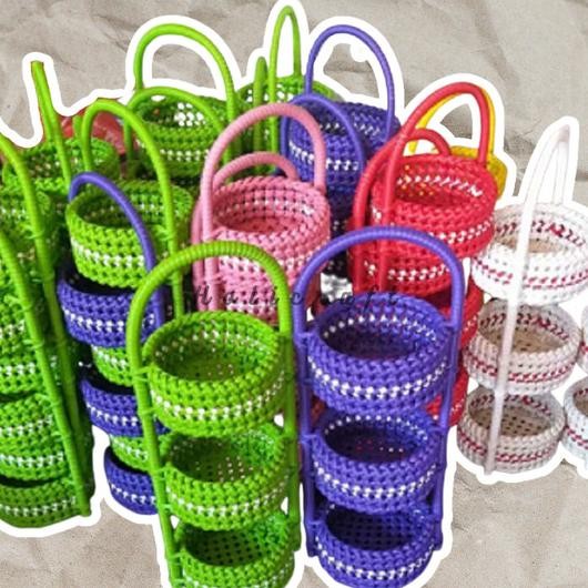 Tempat Keranjang Bawang Bumbu Rotan Sintetis Susun 3 Senirattan