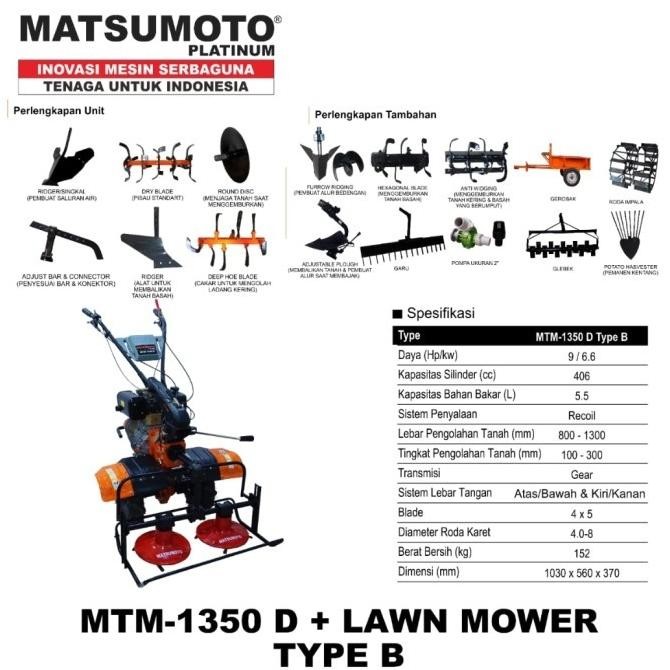 Paling Dicari Matsumoto Mesin Bajak Sawah Solar Traktor Lawn Mower Mtm