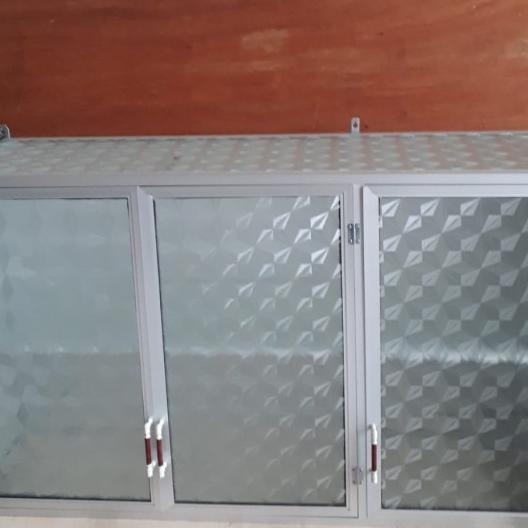 Rak Gantung Lemari Dapur Kitchen Set Atas Alunium Kaca 3 Pintu Polos
