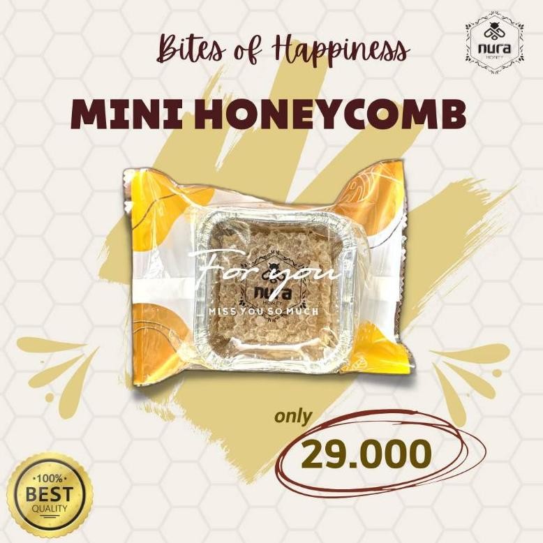 

Big Sale Mini Honeycomb 80Gram / Sarang Madu Melifera/ Sarang Madu Asli Murni / Nurahoney / Nura Honey Premium