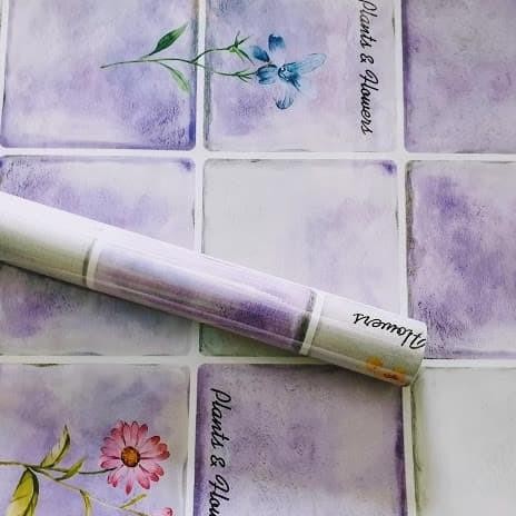 Wallr Stier Dinding Dapur Dan Kamar Mandi Ungu Plant And Flowers